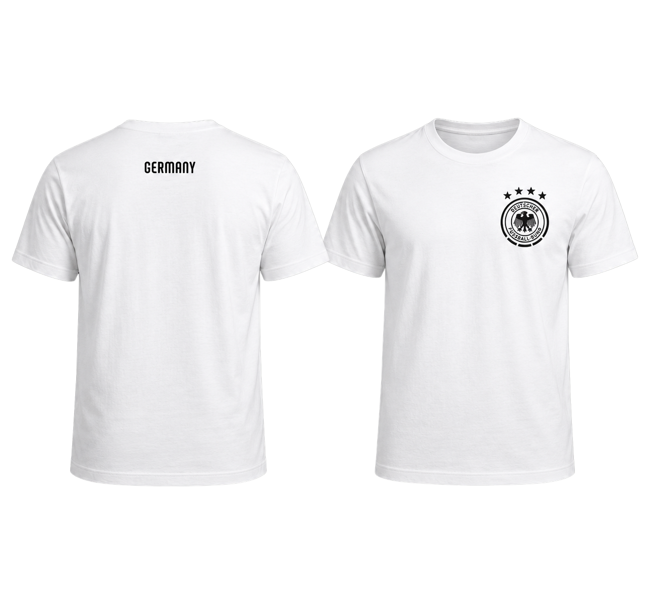 CallouPrint Germany Soccer Shirt, White, National Team Fan Tee 100% Cotton