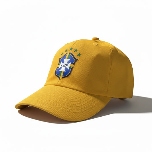 CallouPrint Brazil Fan Cap Yellow Adjustable Soccer Baseball Style with CBF Logo