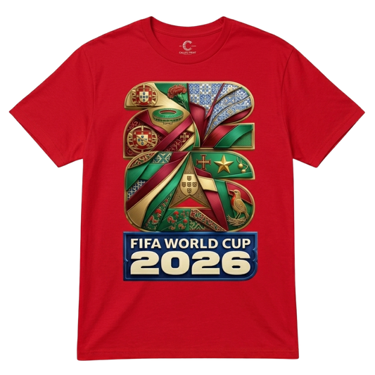 CallouPrint-Portugal Soccer Shirt, FIFA World Cup 2026 Team Graphic 100% Cotton