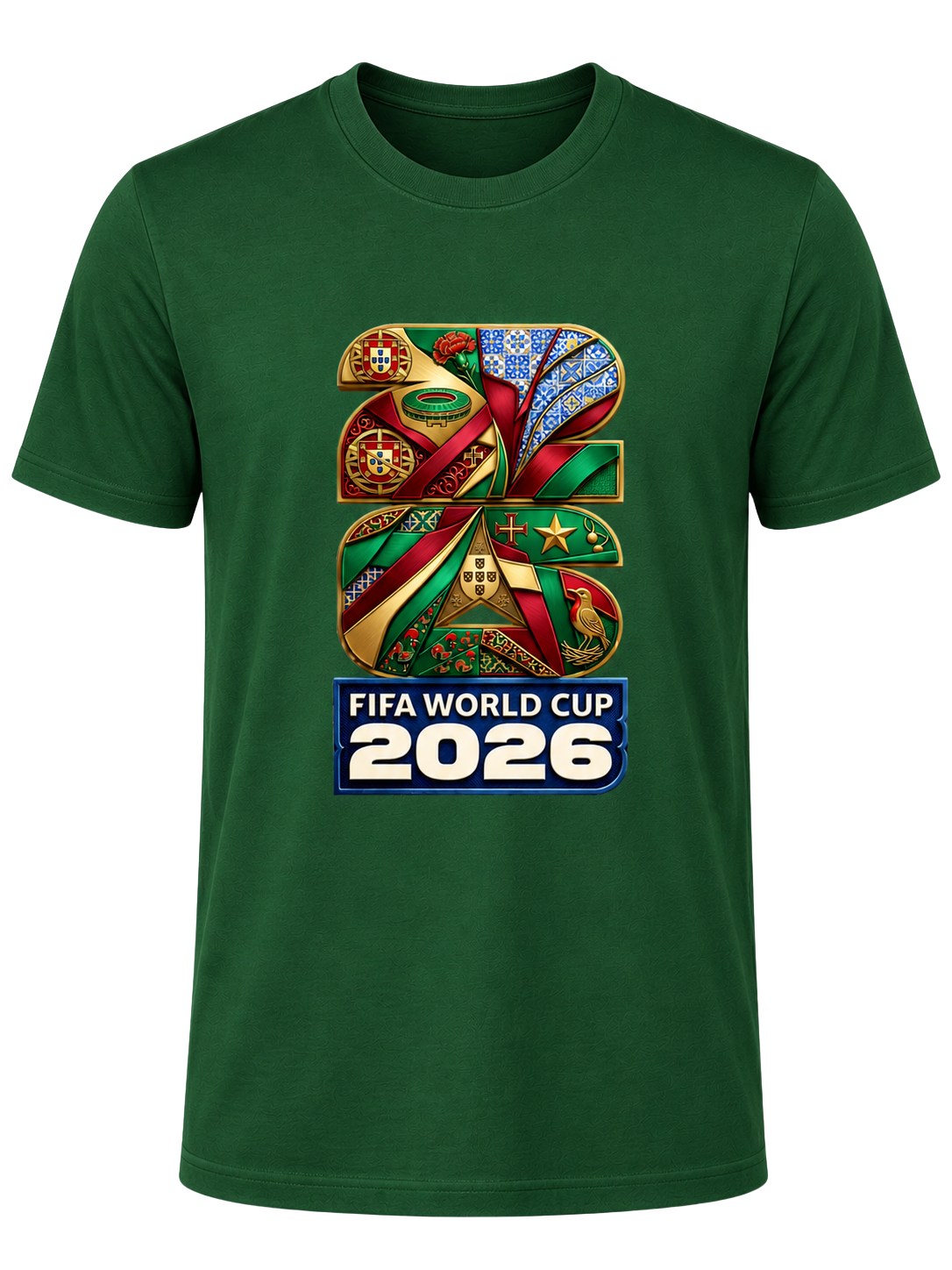 CallouPrint-Portugal Soccer Shirt, FIFA World Cup 2026 Team Graphic 100% Cotton