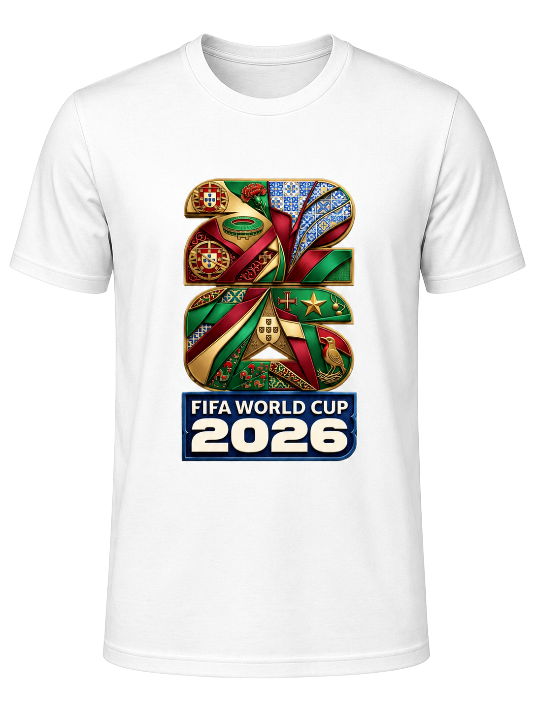 CallouPrint-Portugal Soccer Shirt, FIFA World Cup 2026 Team Graphic 100% Cotton