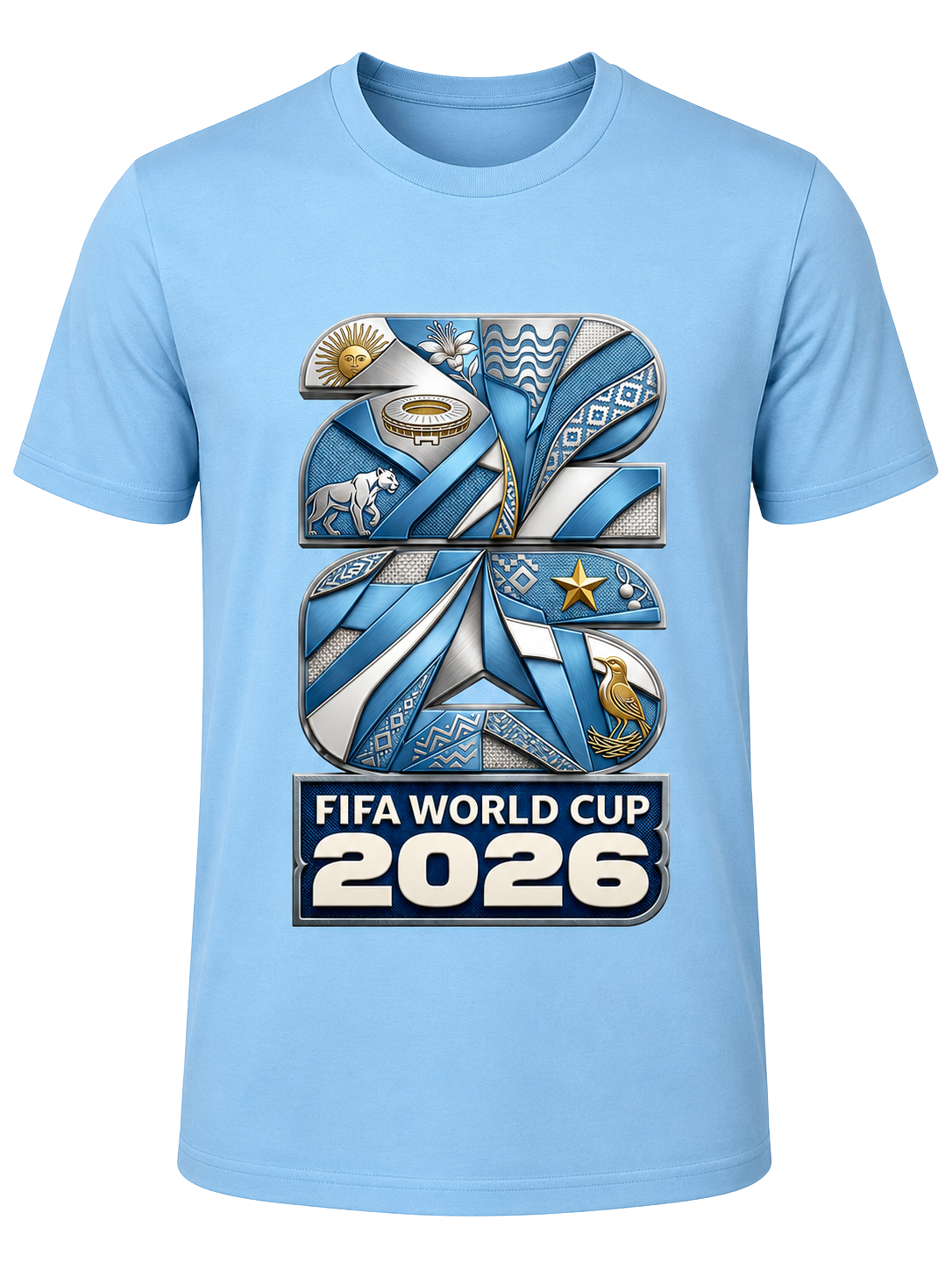 CallouPrint Argentina Soccer Shirt, FIFA World Cup 2026 Team Graphic 100% Cotton