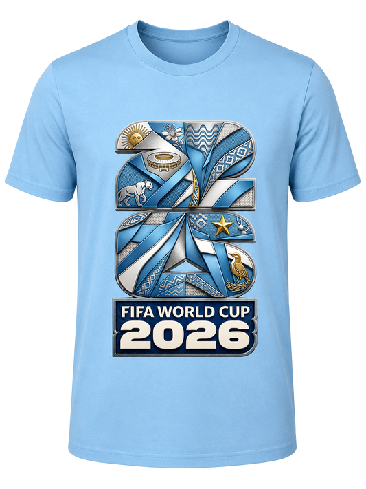 CallouPrint Argentina Soccer Shirt, FIFA World Cup 2026 Team Graphic 100% Cotton