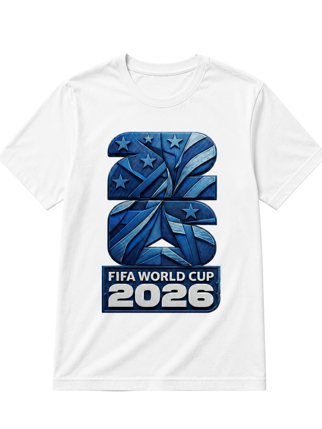 USA Shirt FIFA World Cup 2026, White/Blue, Soccer Team Graphic Tee 100% Corton