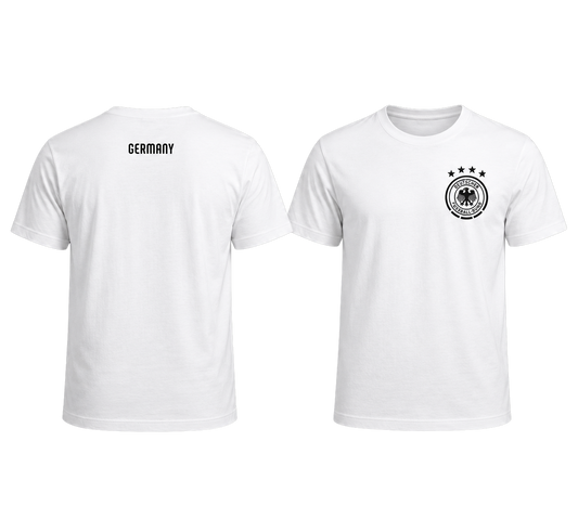 CallouPrint Germany Soccer Shirt, White, National Team Fan Tee 100% Cotton